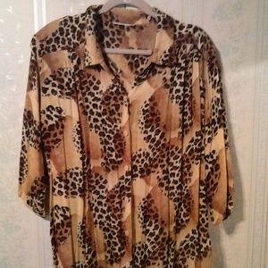 WOMEN'S RAYON ANIMAL PRINT 3/4 SLEEVE BLOUSE